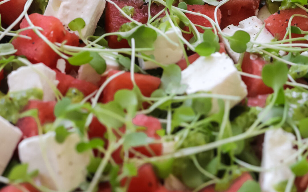 Watermelon and Feta Salad with Mint Pesto