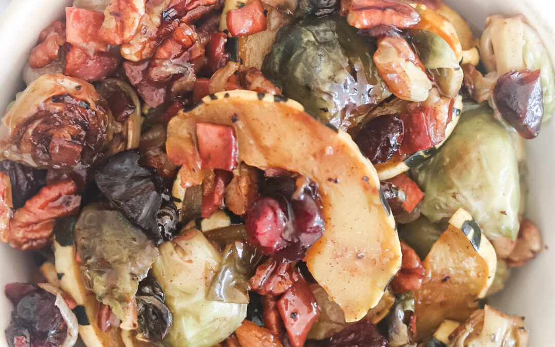 Maple Brussel Sprout Salad with Squash and Bacon