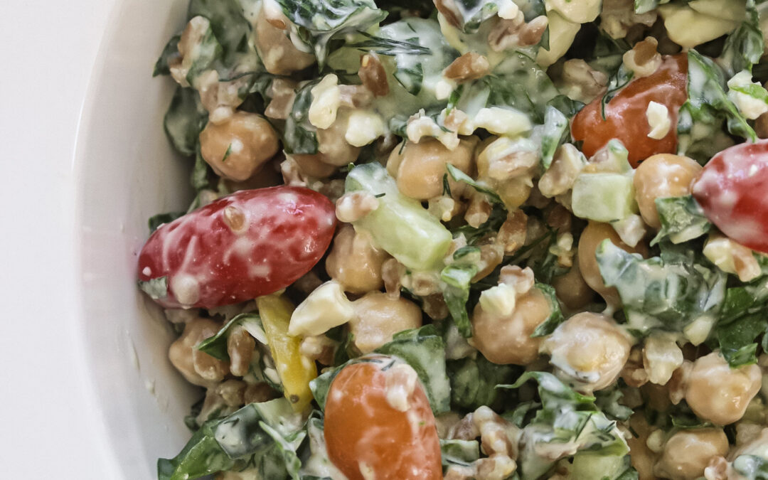 The most flavor packed Tzaziki Farro Salad