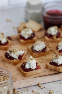 Blue Cheese and Raspberry Crostini